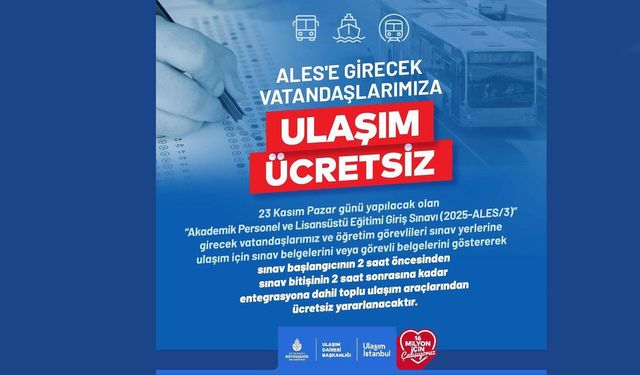 ALES'e Gireceklere Ulaşım Ücretsiz