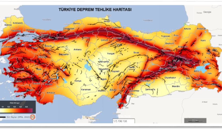 Türkiye Fay Hattı - Türkiye Deprem Tehlike Haritası